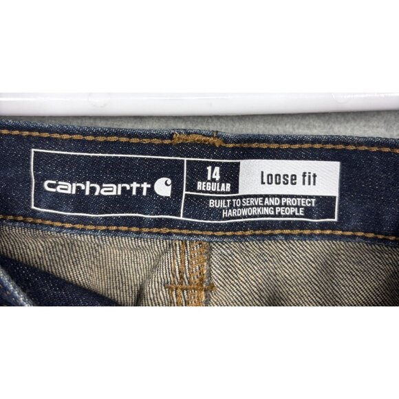 Carhartt Womens Rugged Flex Loose Fit Straight Leg Jeans‎ 14 Regular Dark Wash - Picture 2 of 6